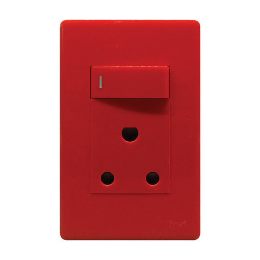 Synerji Deco 4x2 Dedicated Red Single Wall Socket 16A
