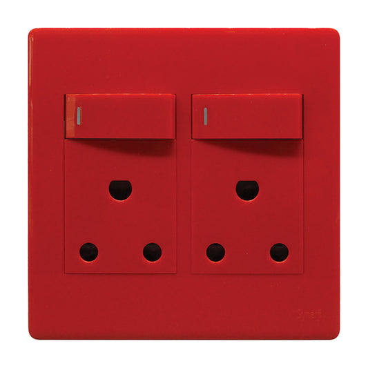 Synerji Deco 4x4 Dedicated Red Double Wall Socket 16A