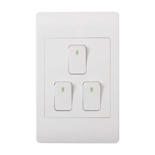 Synerji ECO 4x2 Light Switch 3 Lever 1 Way 16A