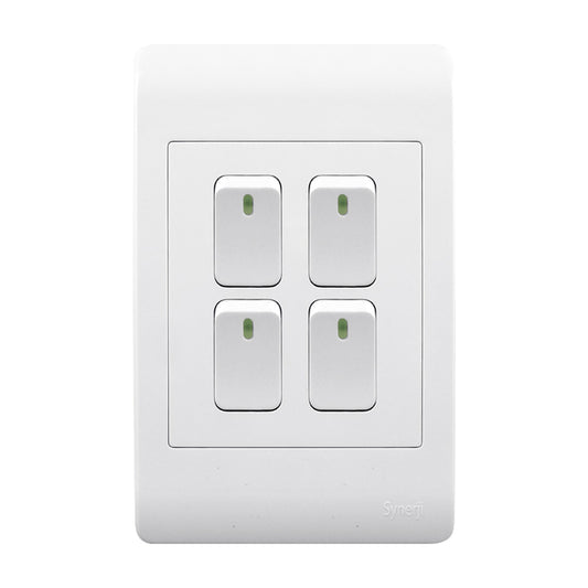 Synerji ECO 4x2 Light Switch 4 Lever 1 Way 16A