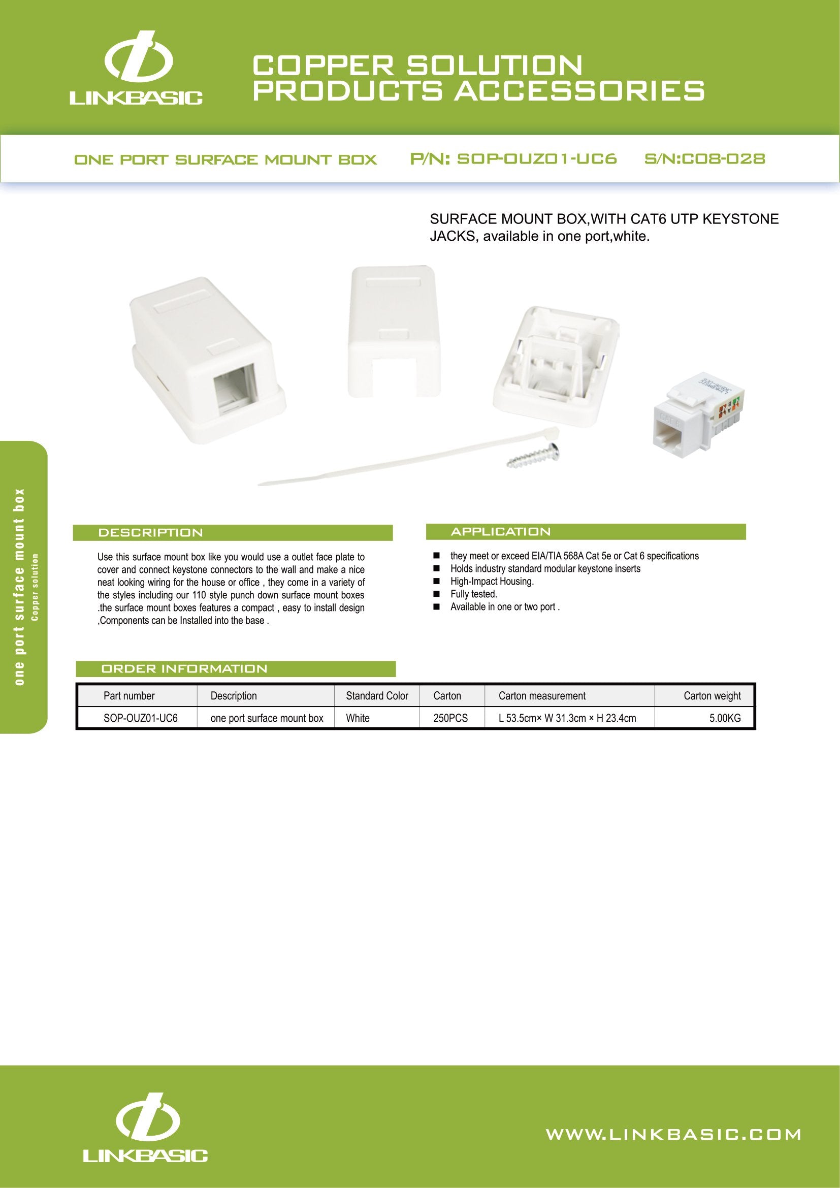 Linkbasic Cat6 Single Surface Mount Box. (Termination) – Mr Satellite