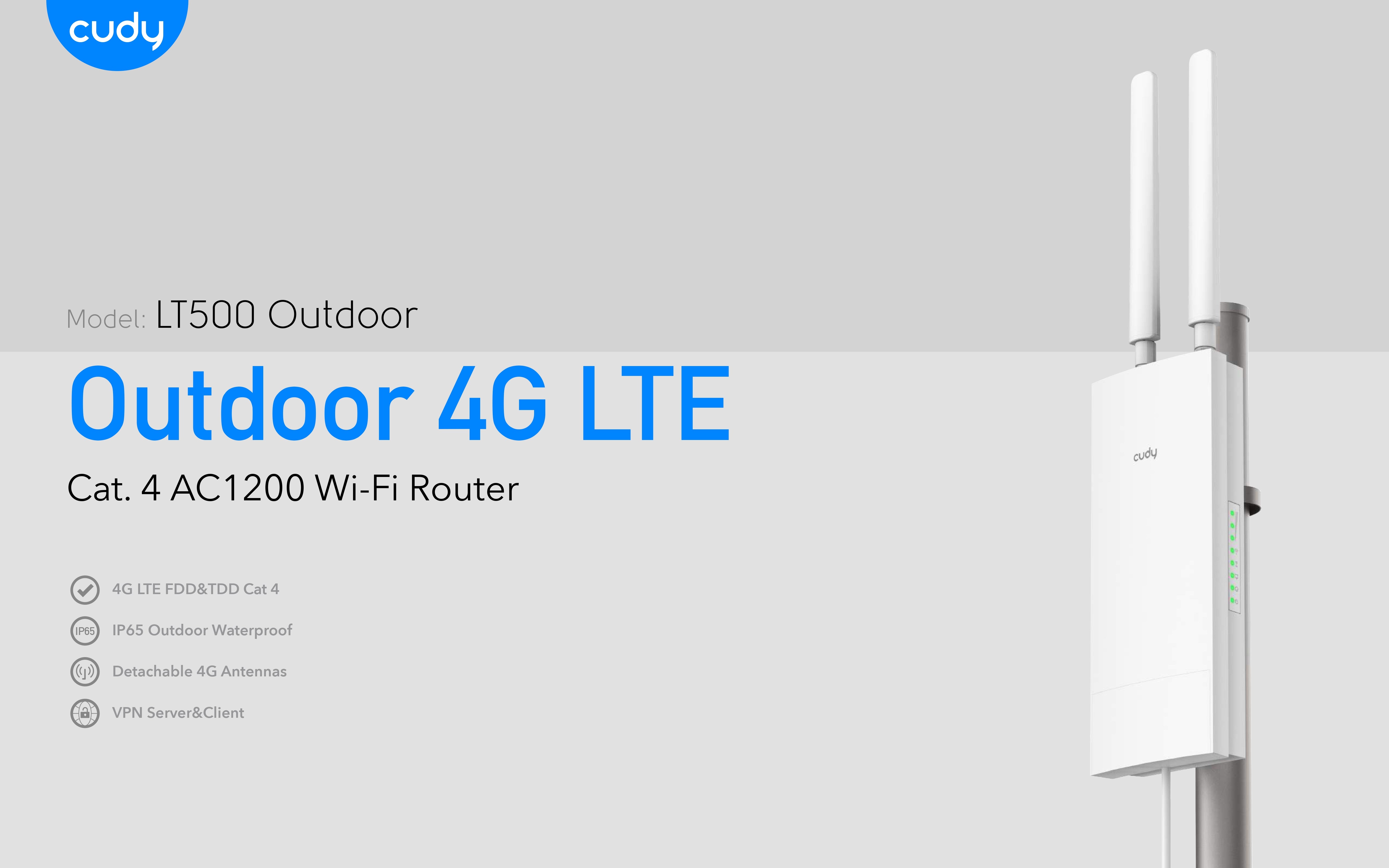 Cudy 4G LTE4 Dual Band 1200Mbps Outdoor WiFi 5 Router | LT500 Outdoor ...