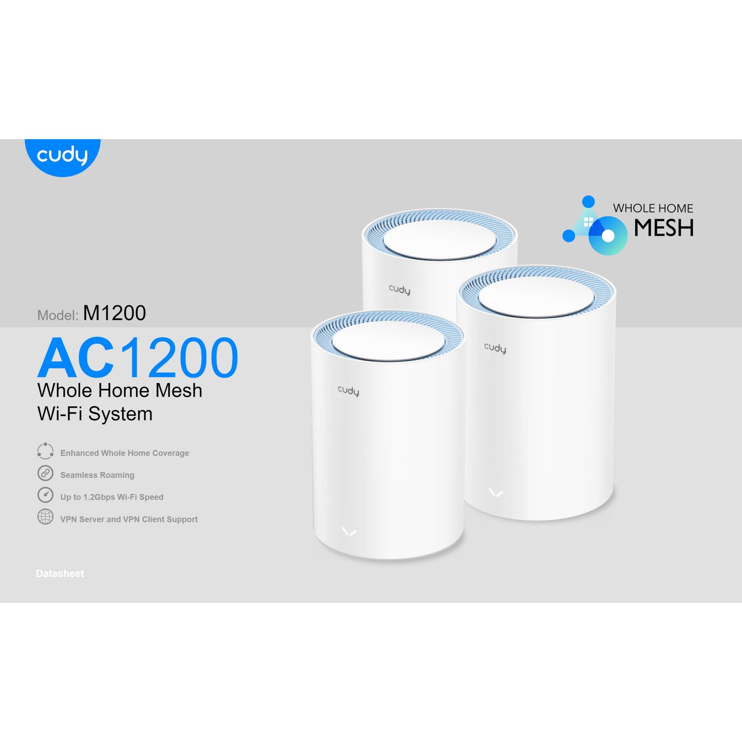 Cudy Dual Band AC 1200Mbps Fast Ethernet Mesh Router 3 Pack | M1200 (3-Pack)