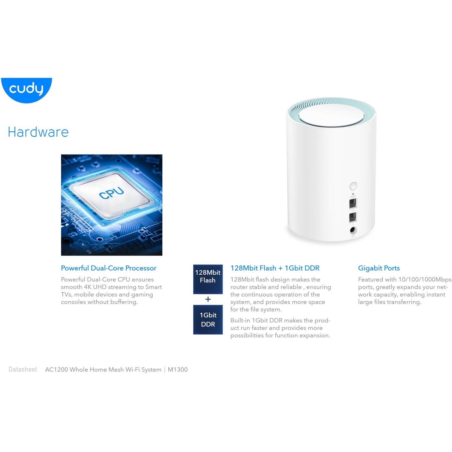 Cudy: Dual Band WiFi 5 1200Mbps Gigabit Mesh Router 3 Pack | M1300 (3-Pack)