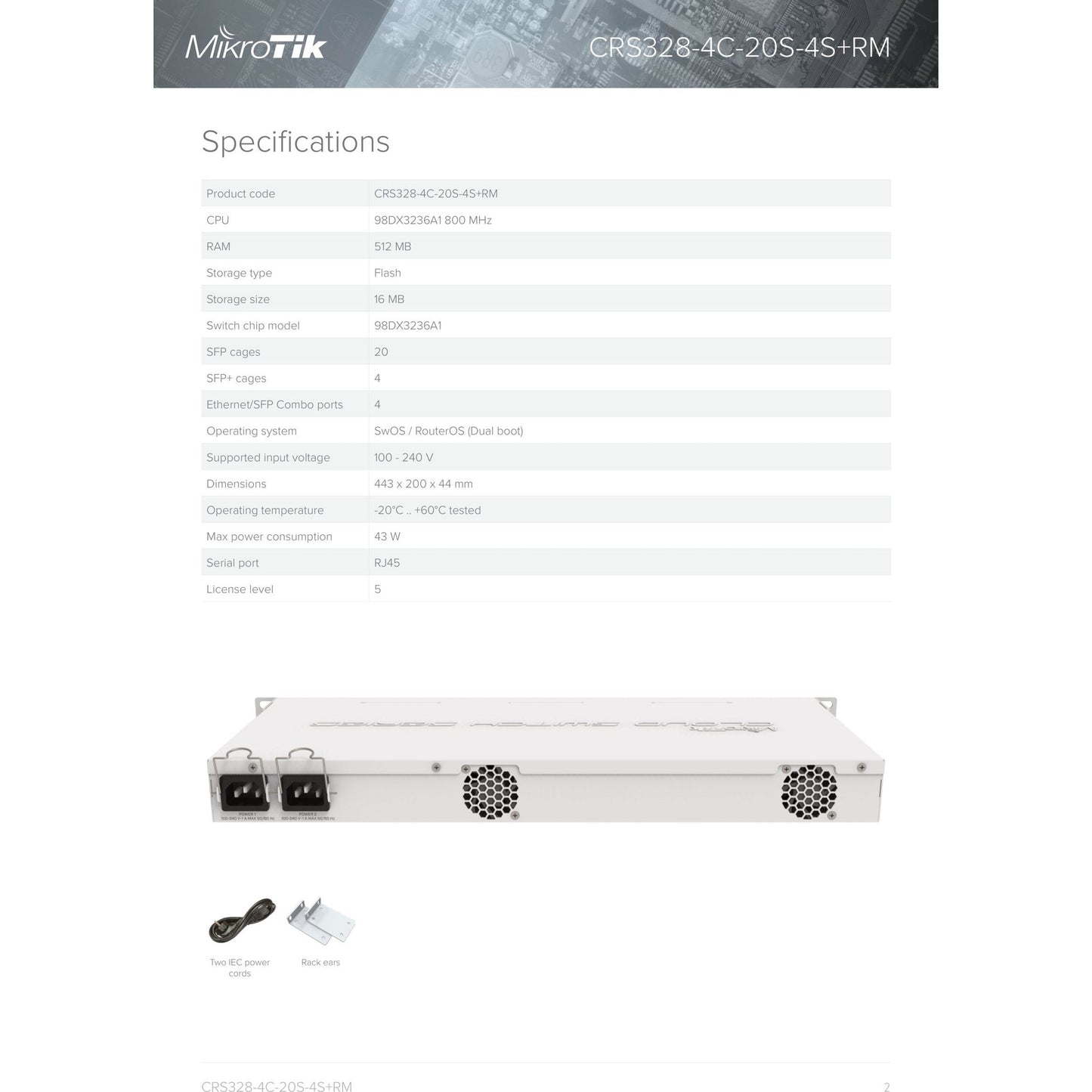 MikroTik Cloud Router Switch 20 Port SFP 4SFP+ 4 Gigabit/SFP Ports | CRS328-4C-20S-4S+RM