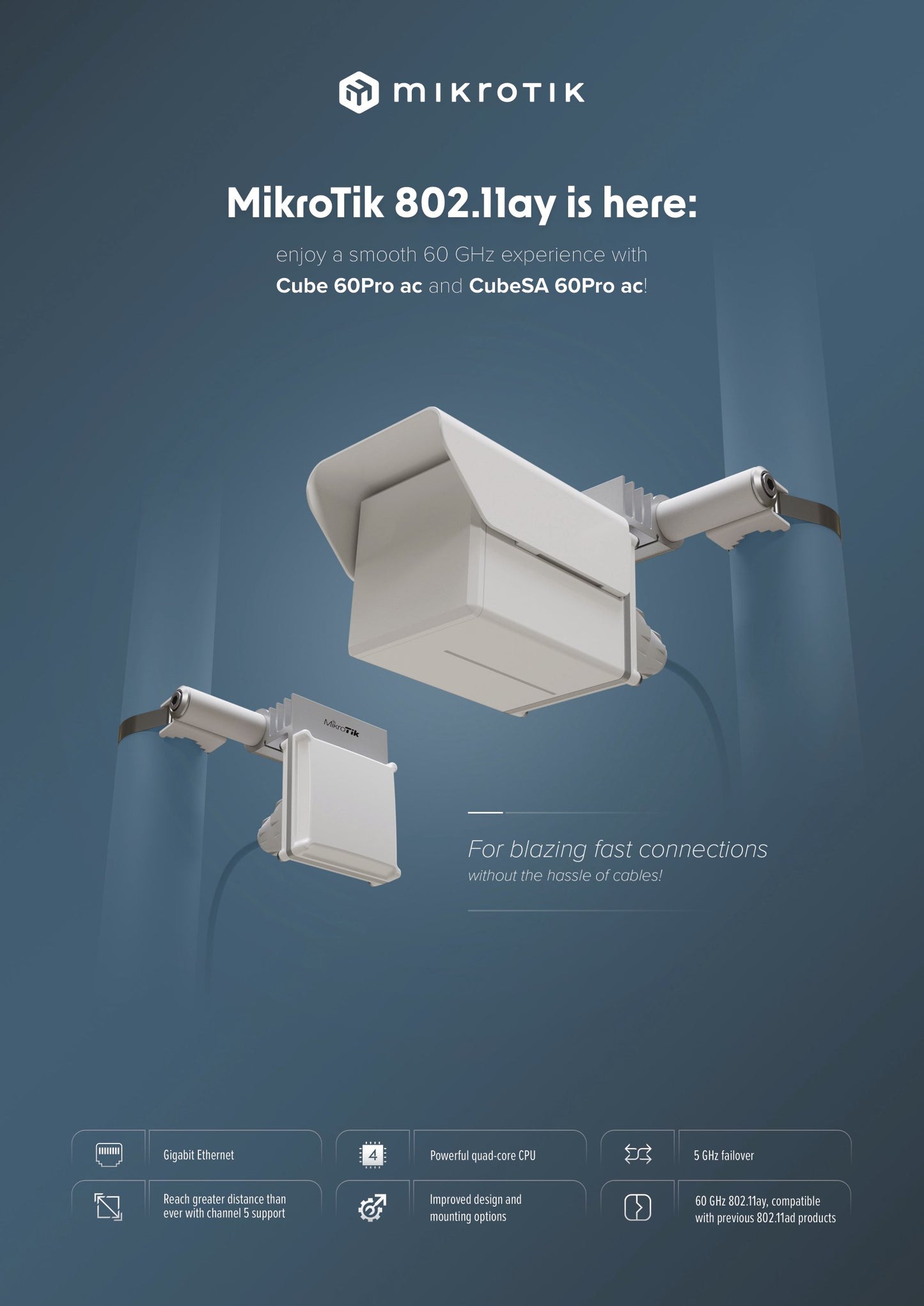 MikroTik Wireless Wire Cube Pro 60GHz/5GHz Outdoor Kit | CubeG-5ac60aypair