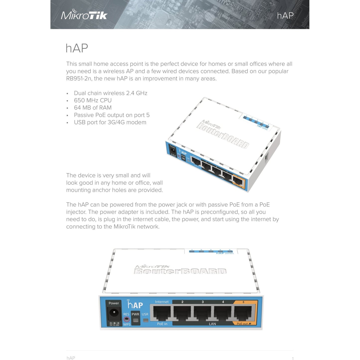 MikroTik hAP 5 Port Ethernet 300Mbps WiFi 4 Router | RB951Ui-2nD
