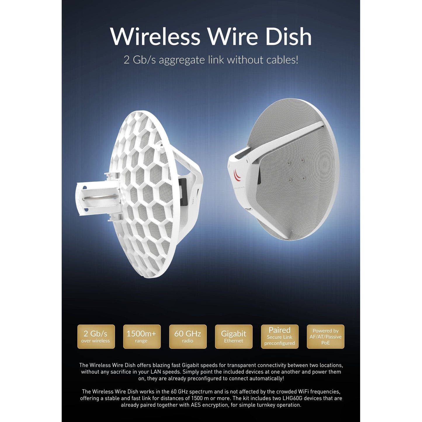 MikroTik LHG Wireless Wire Dish 60GHz PtP Kit | RBLHGG-60adkit