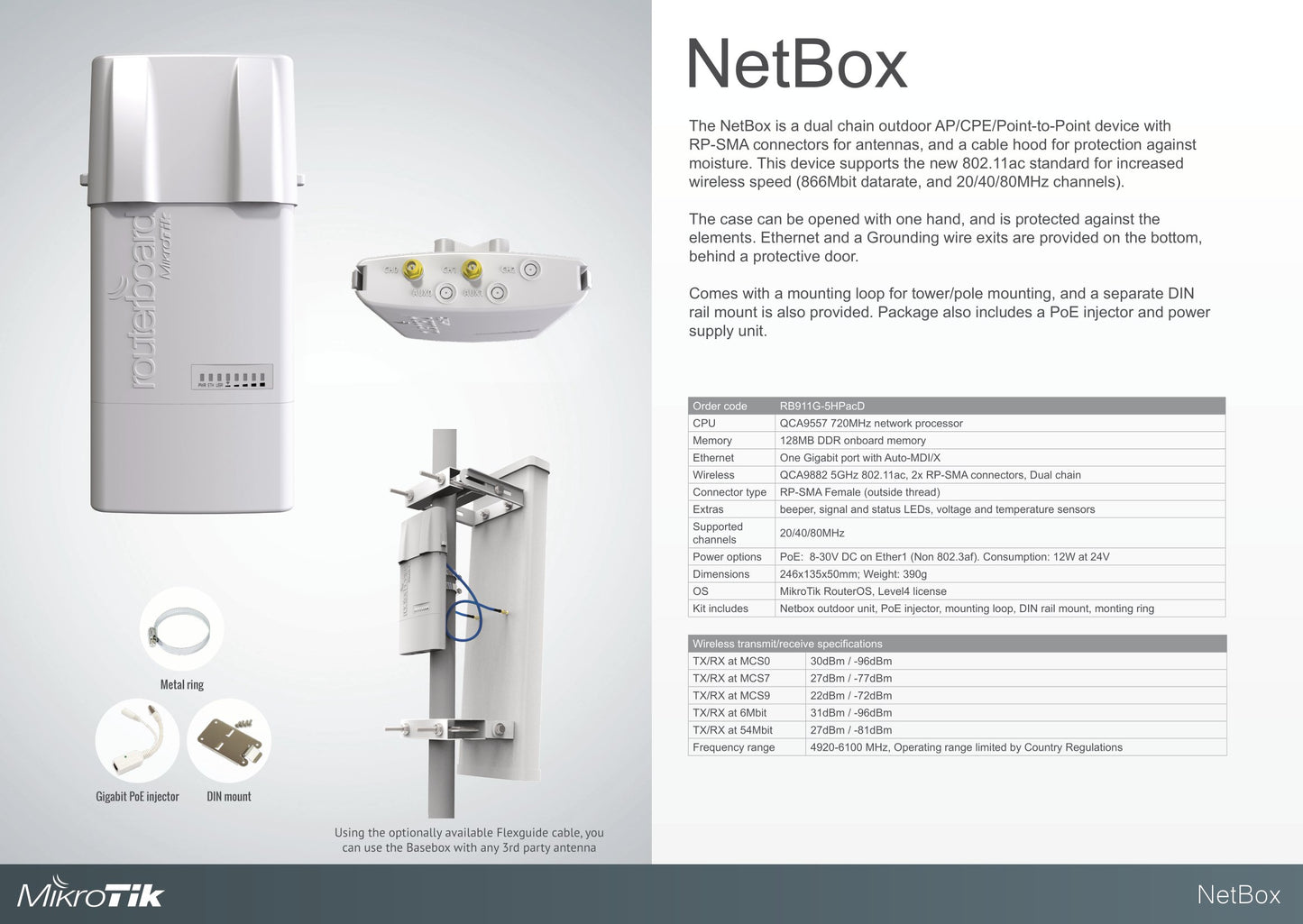MikroTik NetBox 5 Outdoor WiFi Router | RB911G-5HPacD-NB