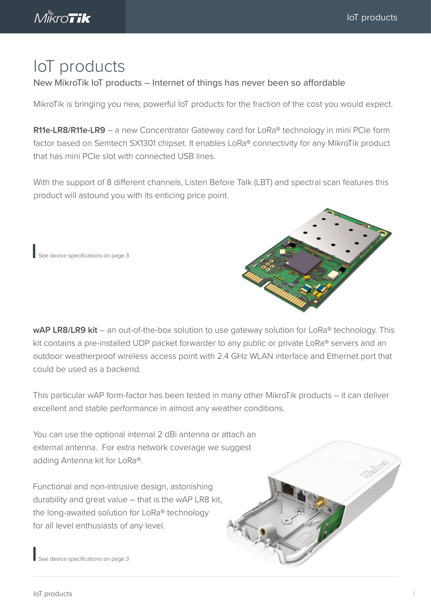 MikroTik wAP LR8 Kit 2.4Ghz 2dBi LoraWAN Gateway | RBwAPR-2nD&R11e-LR8