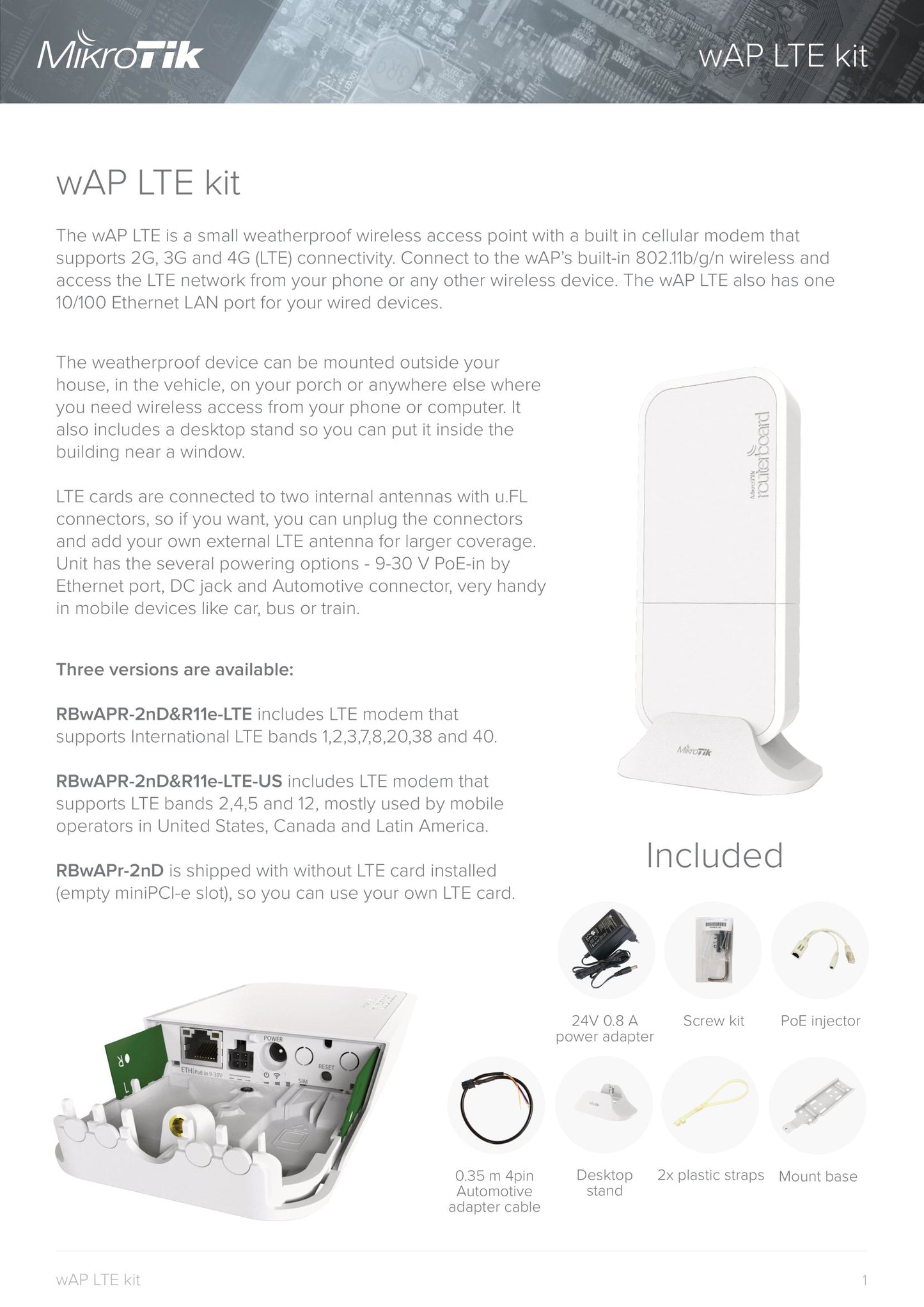 MikroTik wAP LTE Kit 2.4GHz Wireless Router with LTE Modem | RbwAPR-2nD&R11e-LTE