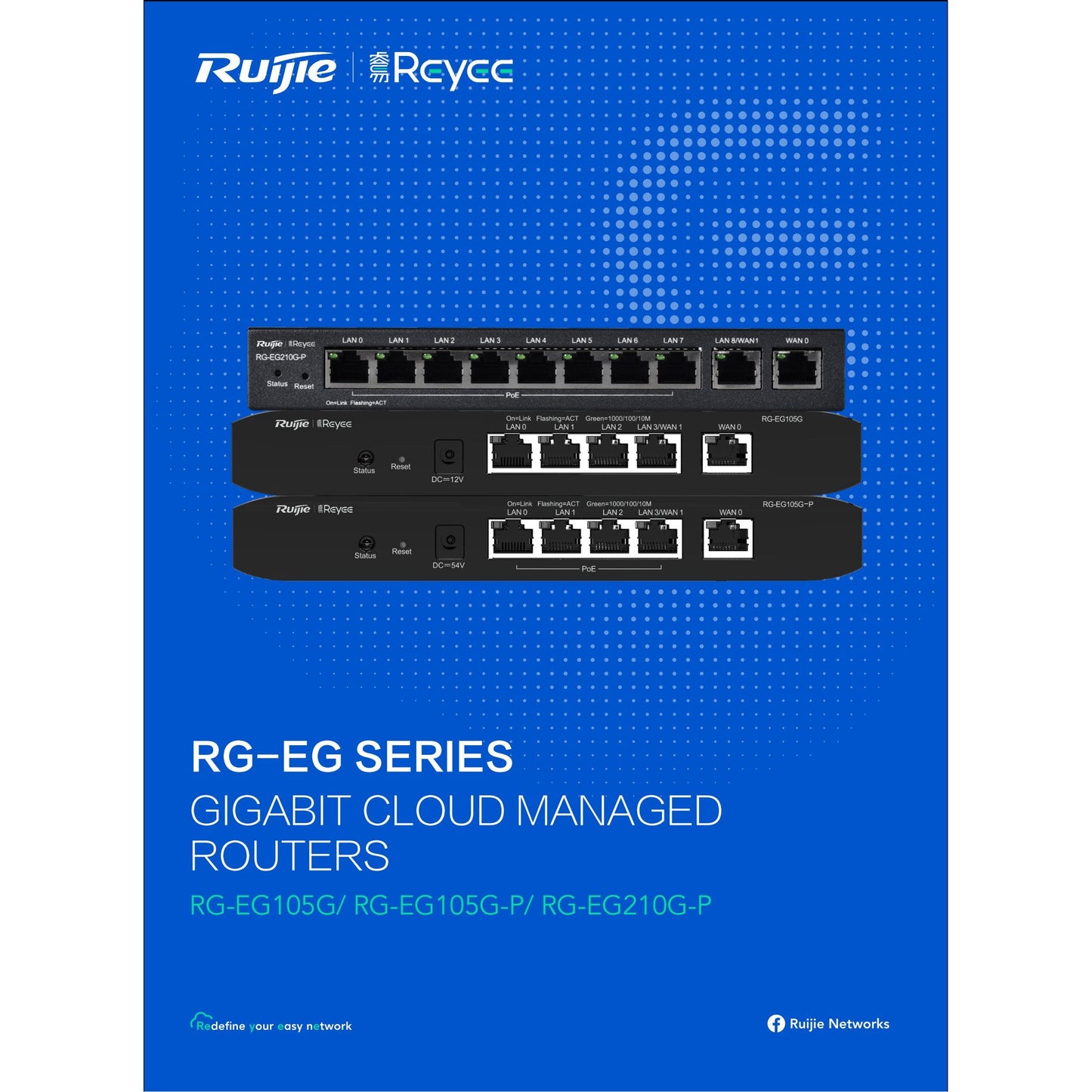 Reyee 5 Port Gigabit 2 WAN 4 PoE 54W Cloud Router | RG-EG105G-P