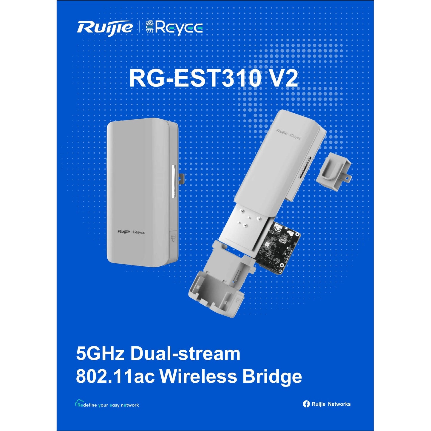 Reyee 5GHz AC 10dBi 60° Pre-Paired Kit wireless bridge | RG-EST310 V2