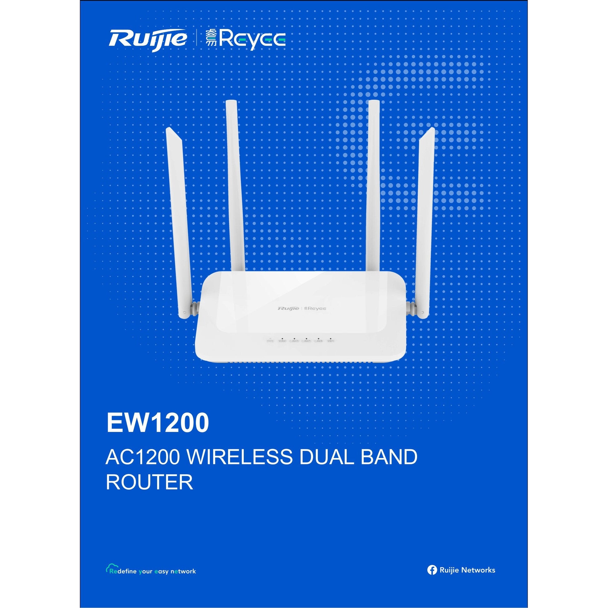 Reyee Dual Band AC 1200Mbps 5dBi Fast Ethernet Mesh Router | RG-EW1200 ...