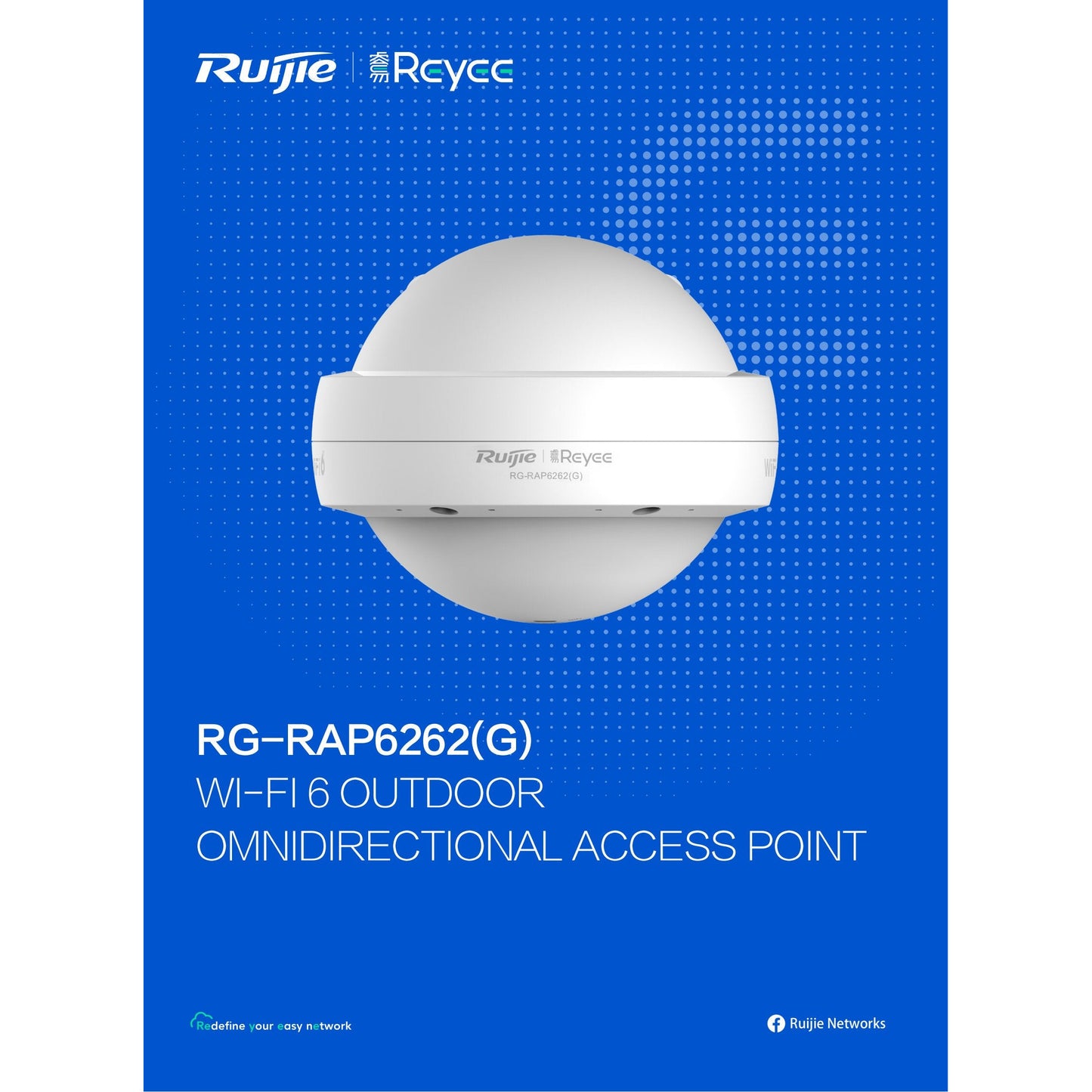 Reyee Dual Band WiFi 6 1800Mbps Gigabit Outdoor AP (Access Point) | RG-RAP6262G