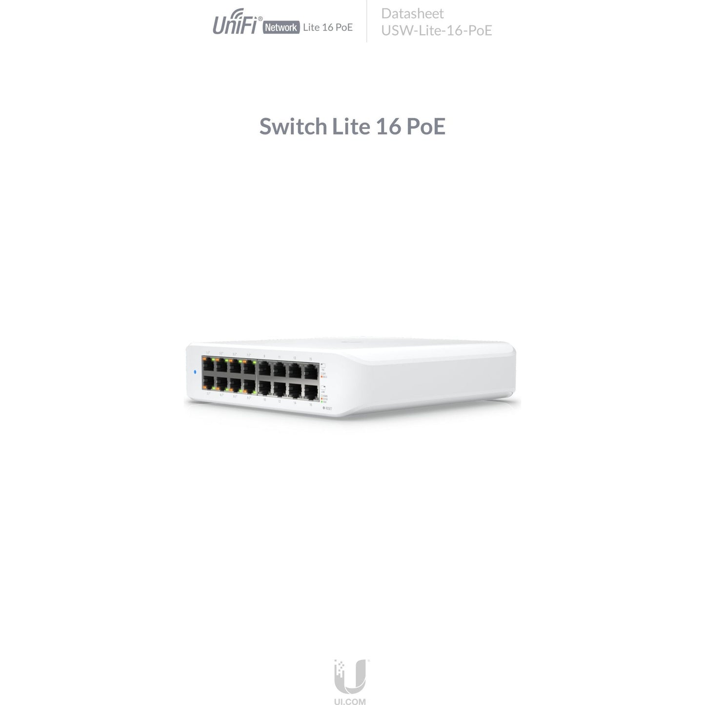 Ubiquiti UniFi Switch Lite 16 Port Gigabit 8PoE 45W | USW-Lite-16-POE