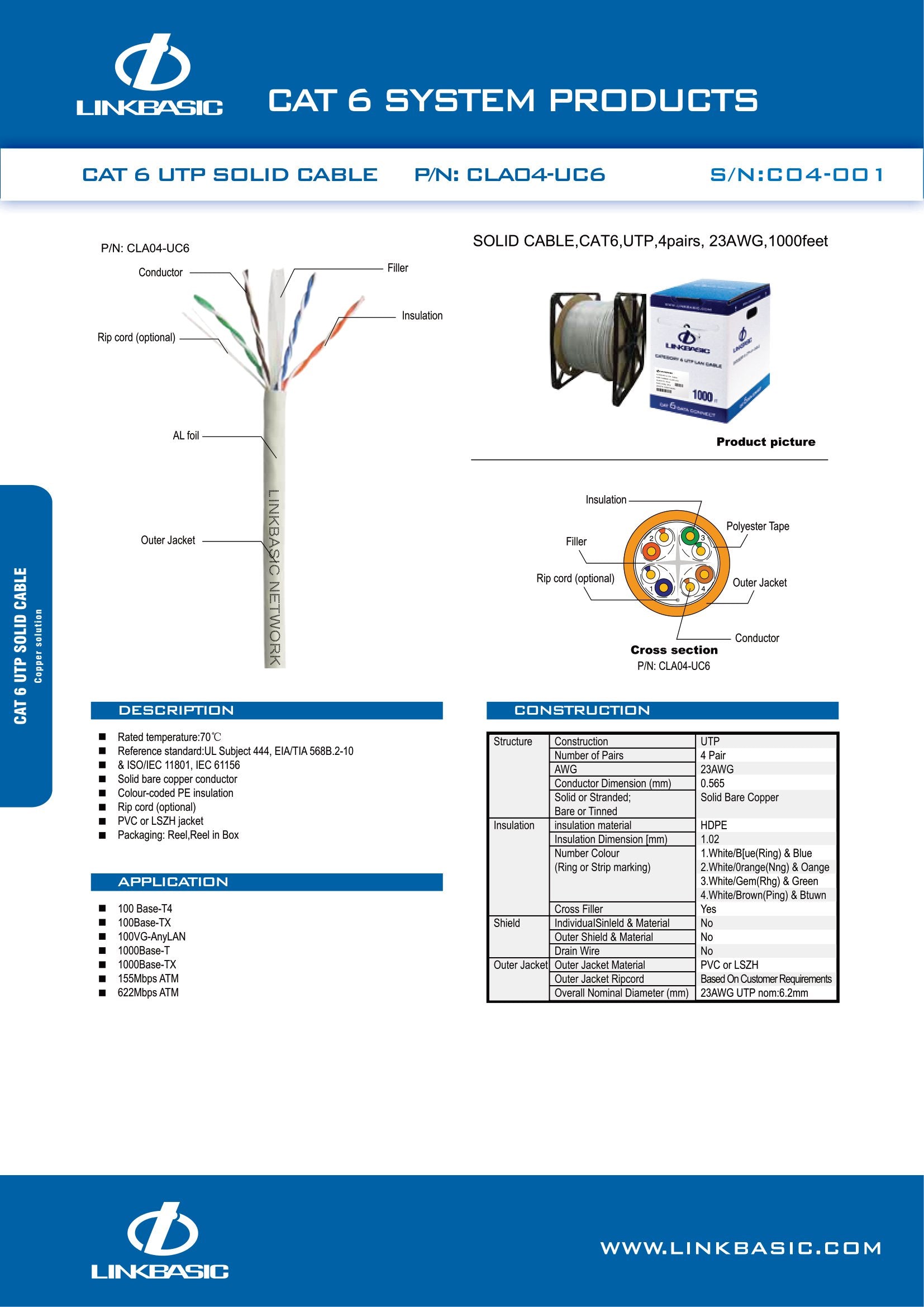 Linkbasic 305M Box Cat6 Solid Grey UTP Network Cable – Mr Satellite