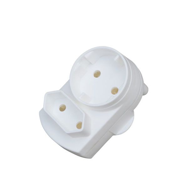 Ausma - Plug Adapter - White - 1 x Round 2 pin 5A with 1 x 2 pin 5A