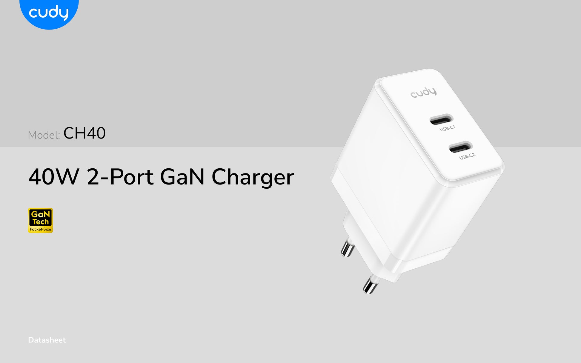 Cudy 40W 2 Port USB-C Fast Charging Adapter
