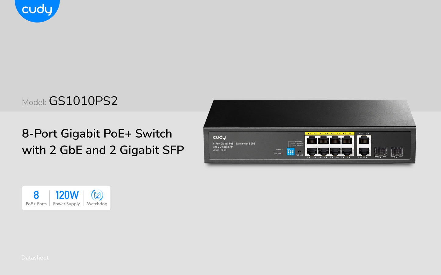 Cudy 8 Port Gigabit PoE 110W 2SFP 2 Gigabit Ethernet Switch