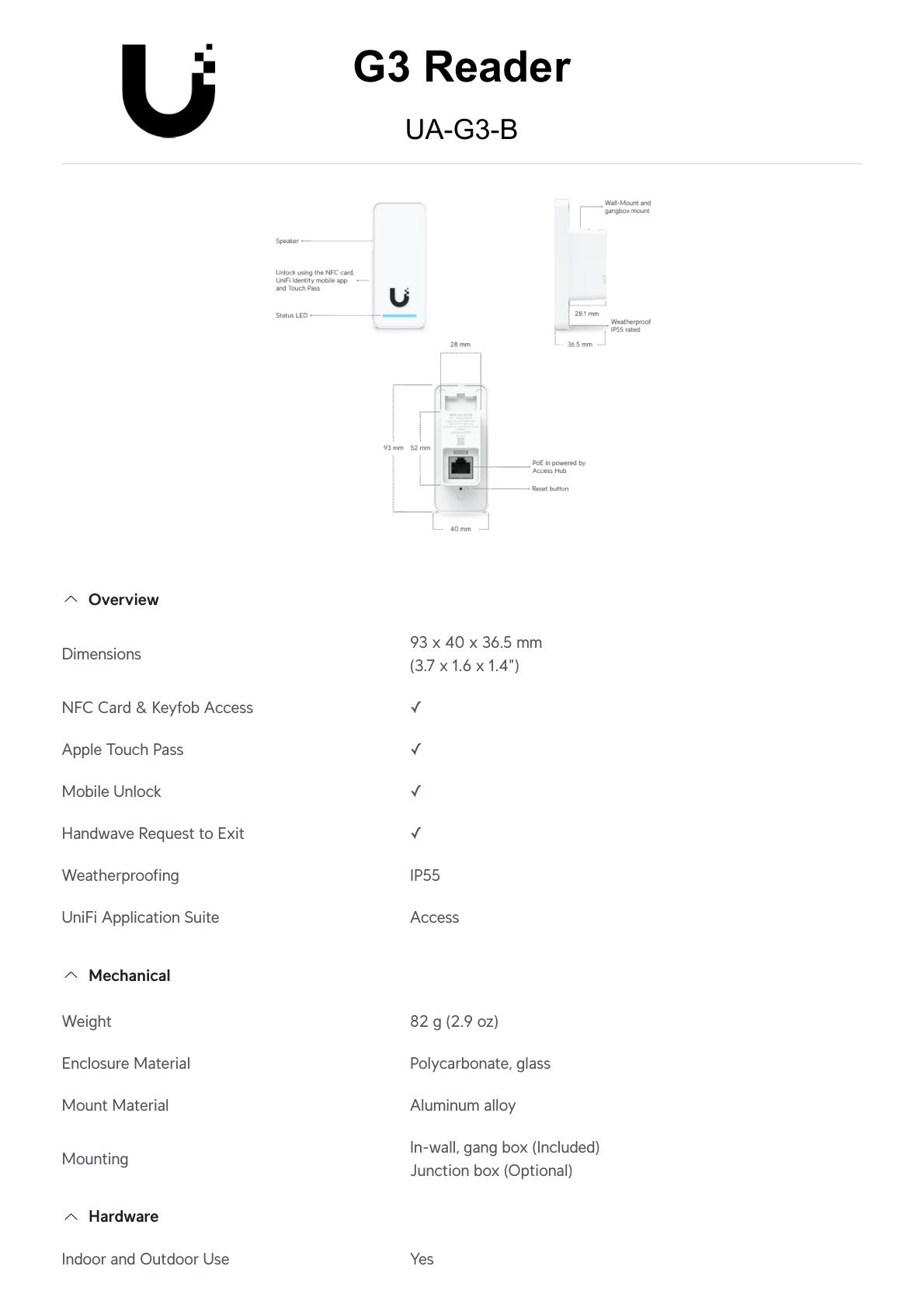Ubiquiti UniFi Access Reader