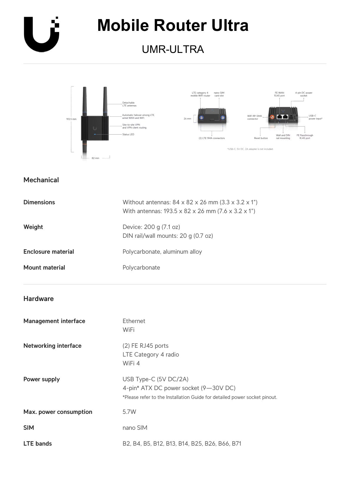 Ubiquiti UniFi LTE4 Managed WiFi 4 Mobile Router Ultra