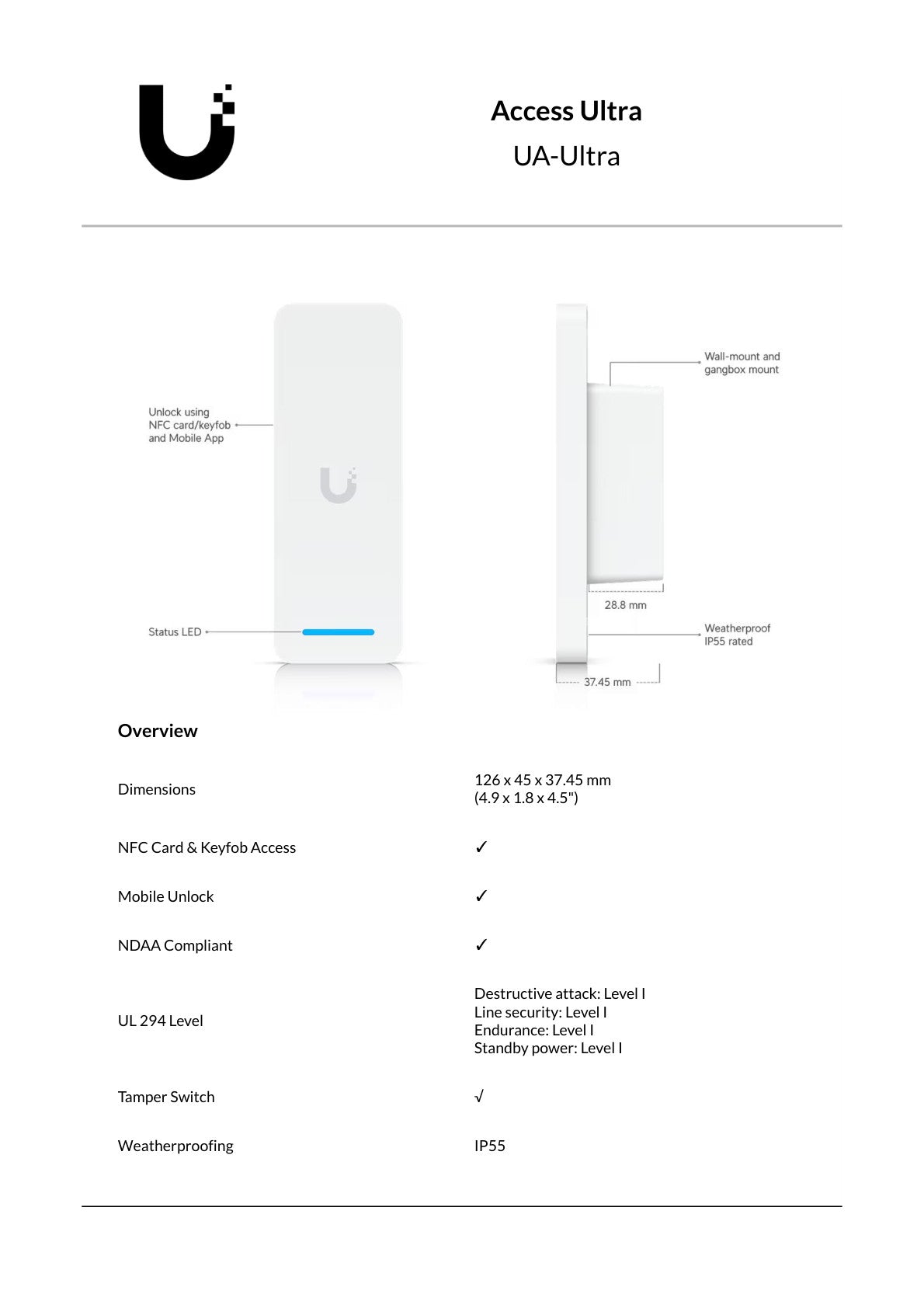 Ubiquiti UniFi Access Ultra Reader and Hub