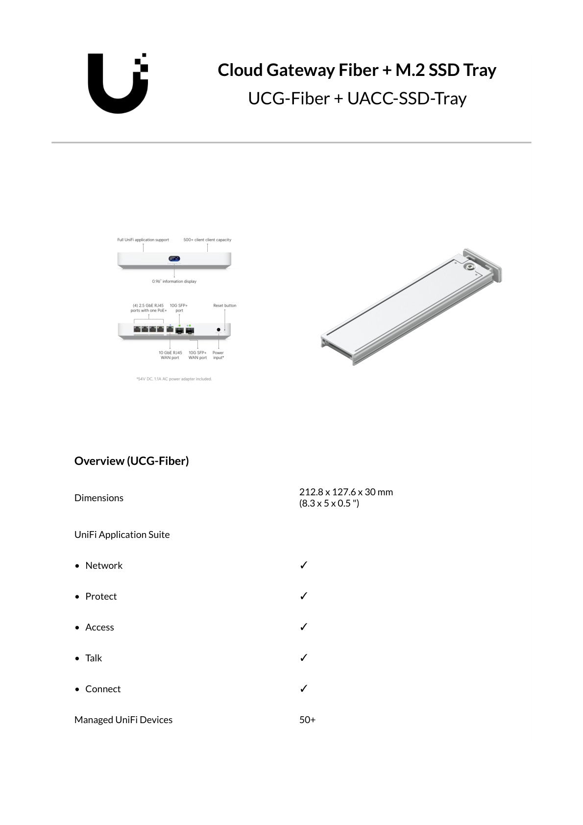 Ubiquiti 10G Multi-WAN UniFi Cloud Gateway Fiber with M.2 SSD Tray