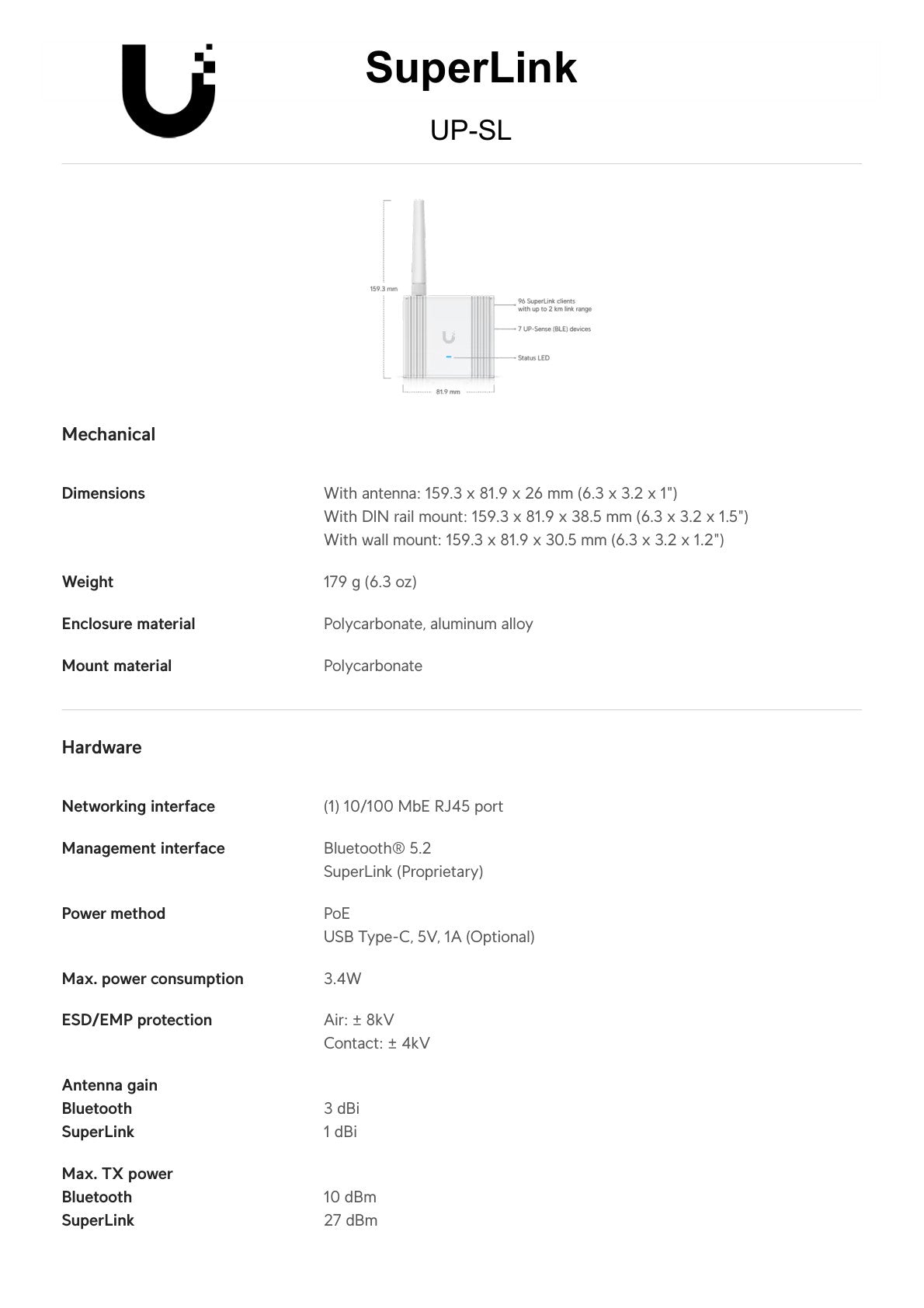 Ubiquiti UniFi SuperLink Long Range Gateway for Protect Sensors