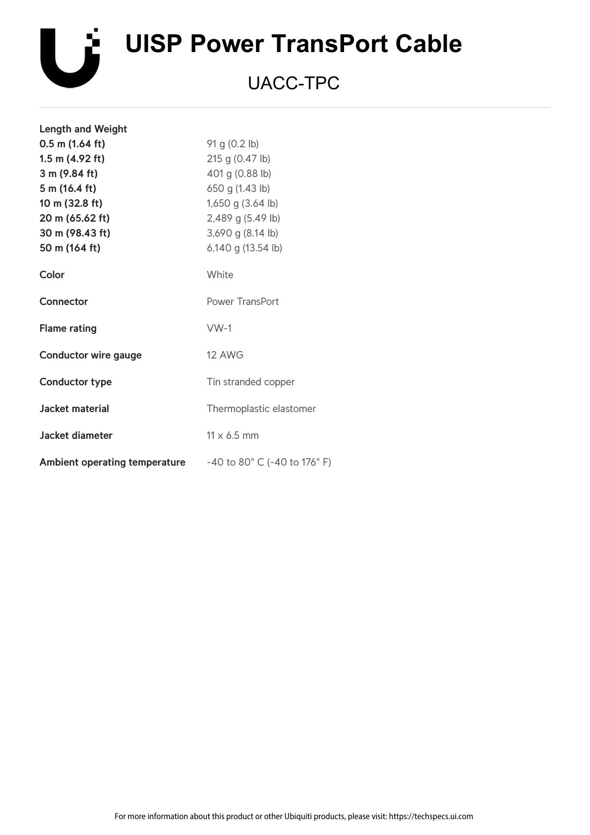 Ubiquiti UISP Power TransPort Cable 1.5M