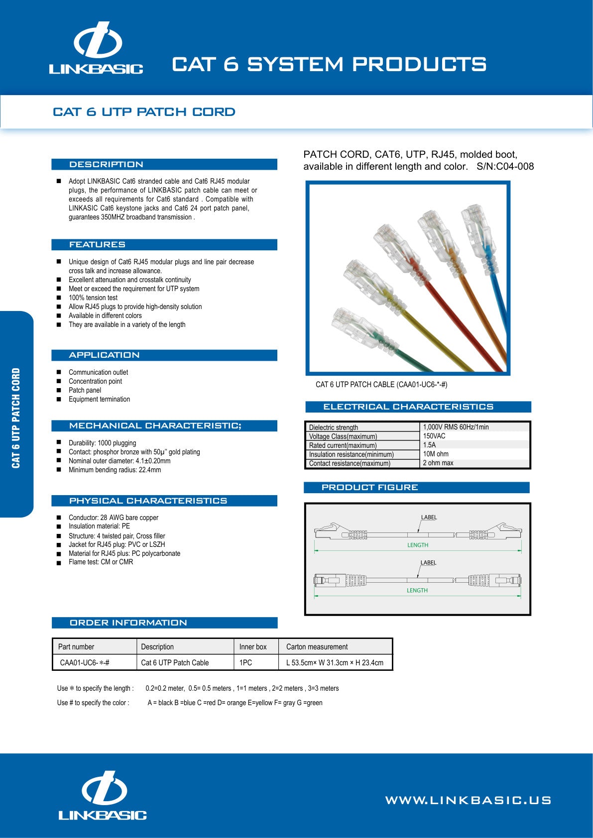 Linkbasic 22cm UTP Cat6 Nano Thin Patch Cable Grey