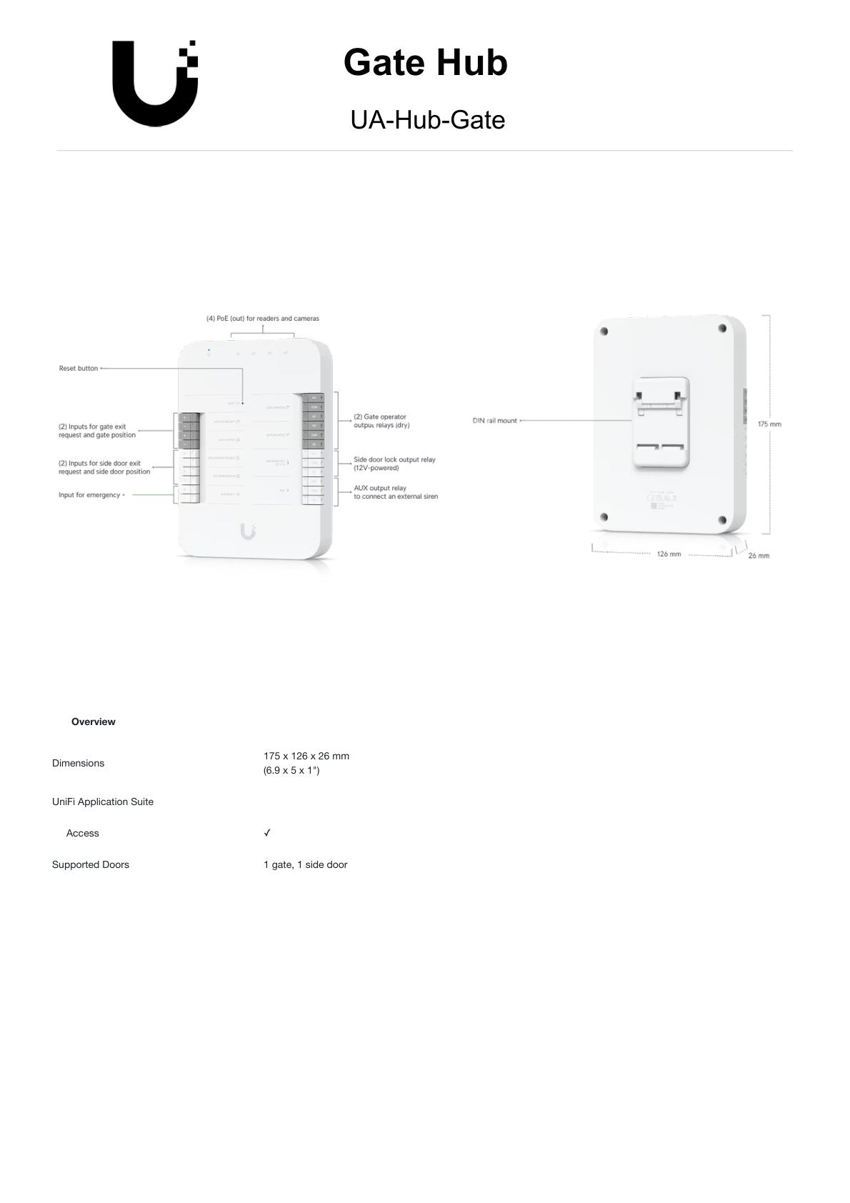 Ubiquiti UniFi Access Gate Hub 5x Input, 4x Relay