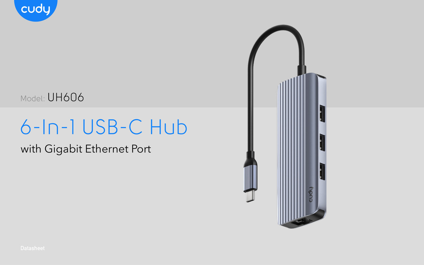Cudy 6-in-1 4K 60Hz HDMI USB-A and USB-C Gigabit Ethernet Hub