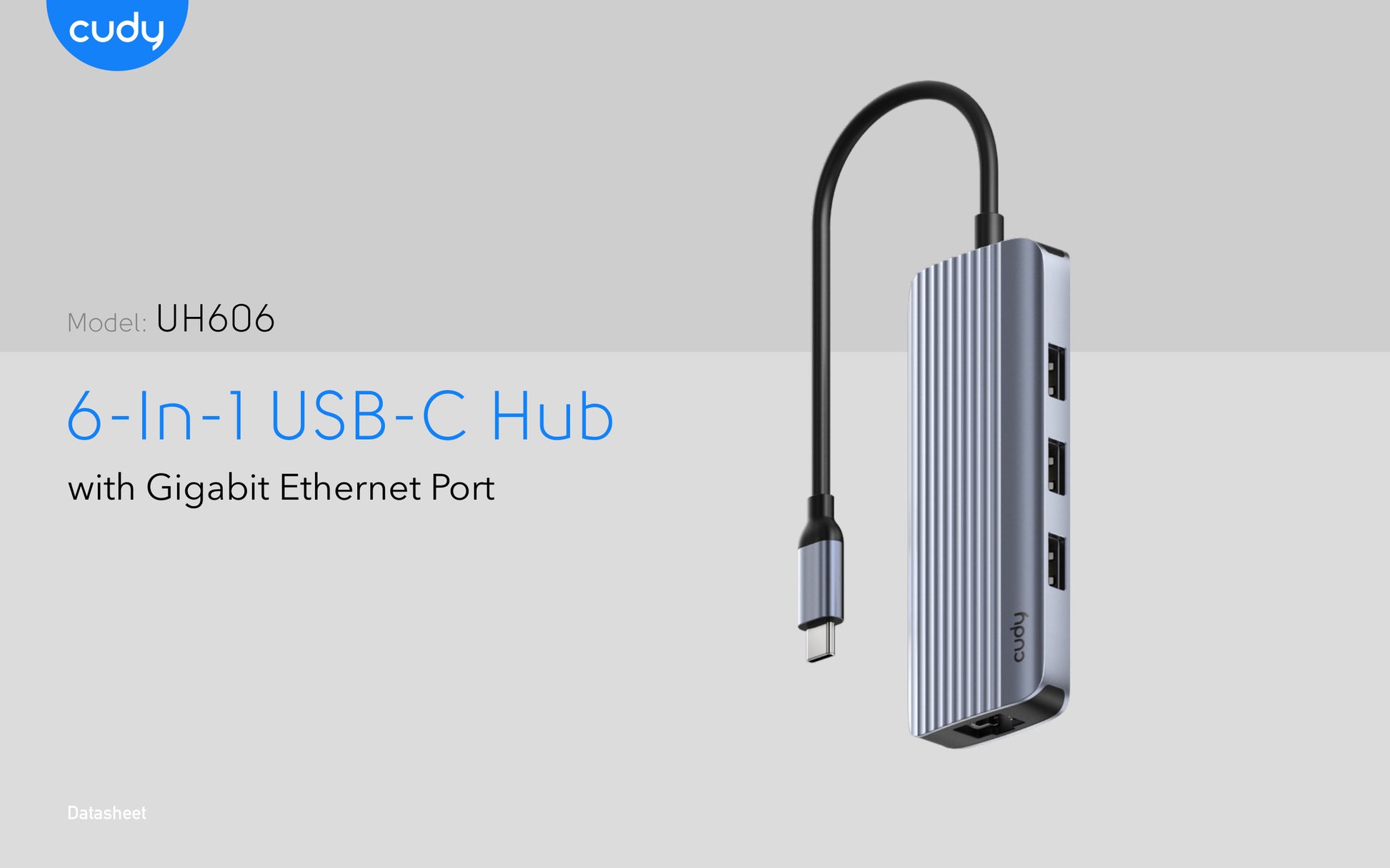 Cudy 6-in-1 4K 60Hz HDMI USB-A and USB-C Gigabit Ethernet Hub