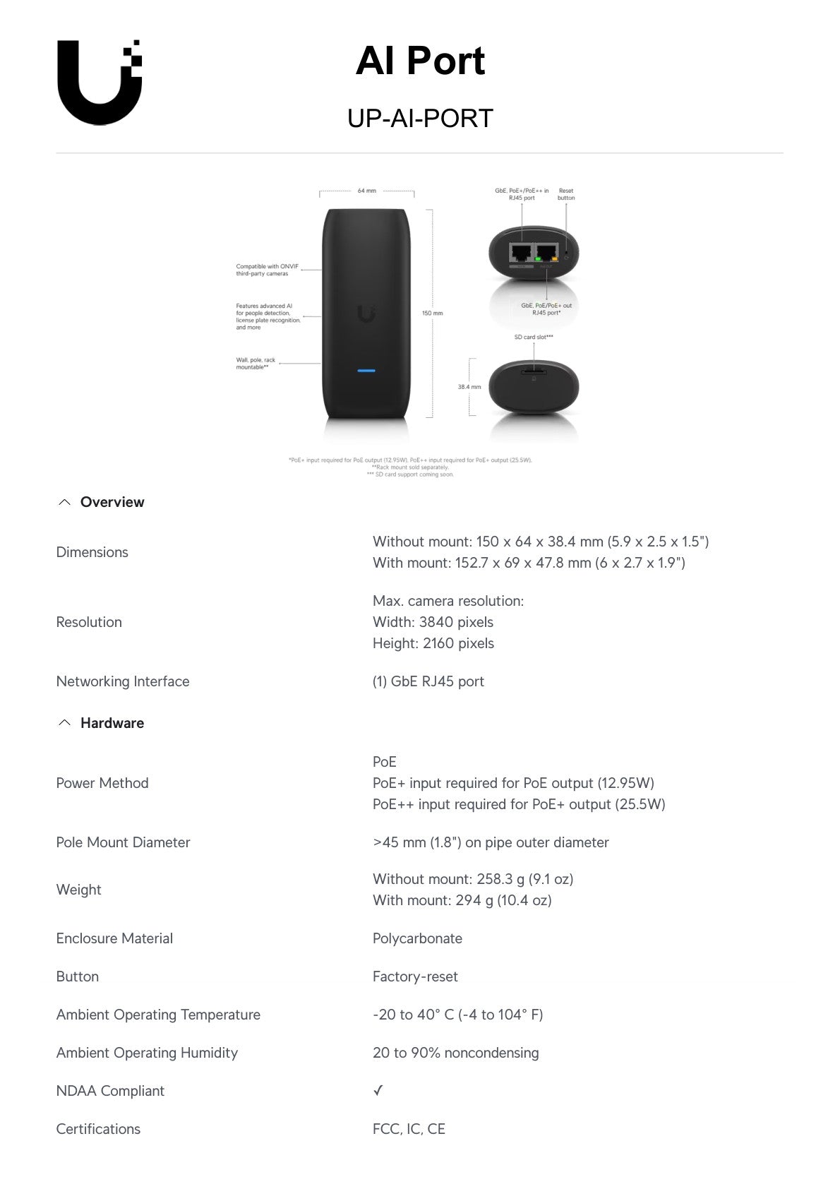 Ubiquiti UniFi Protect AI Port