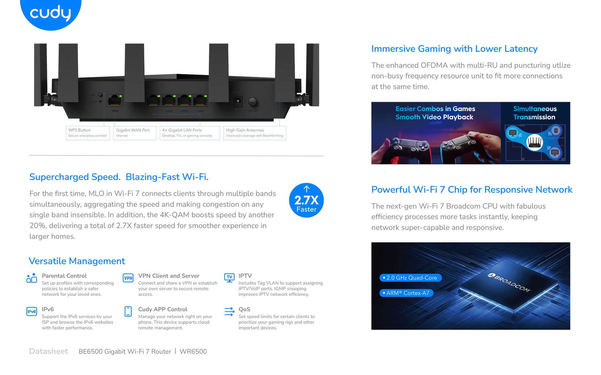 Cudy Dual Band WiFi 7 6500Mbps 5dBi Gigabit Router