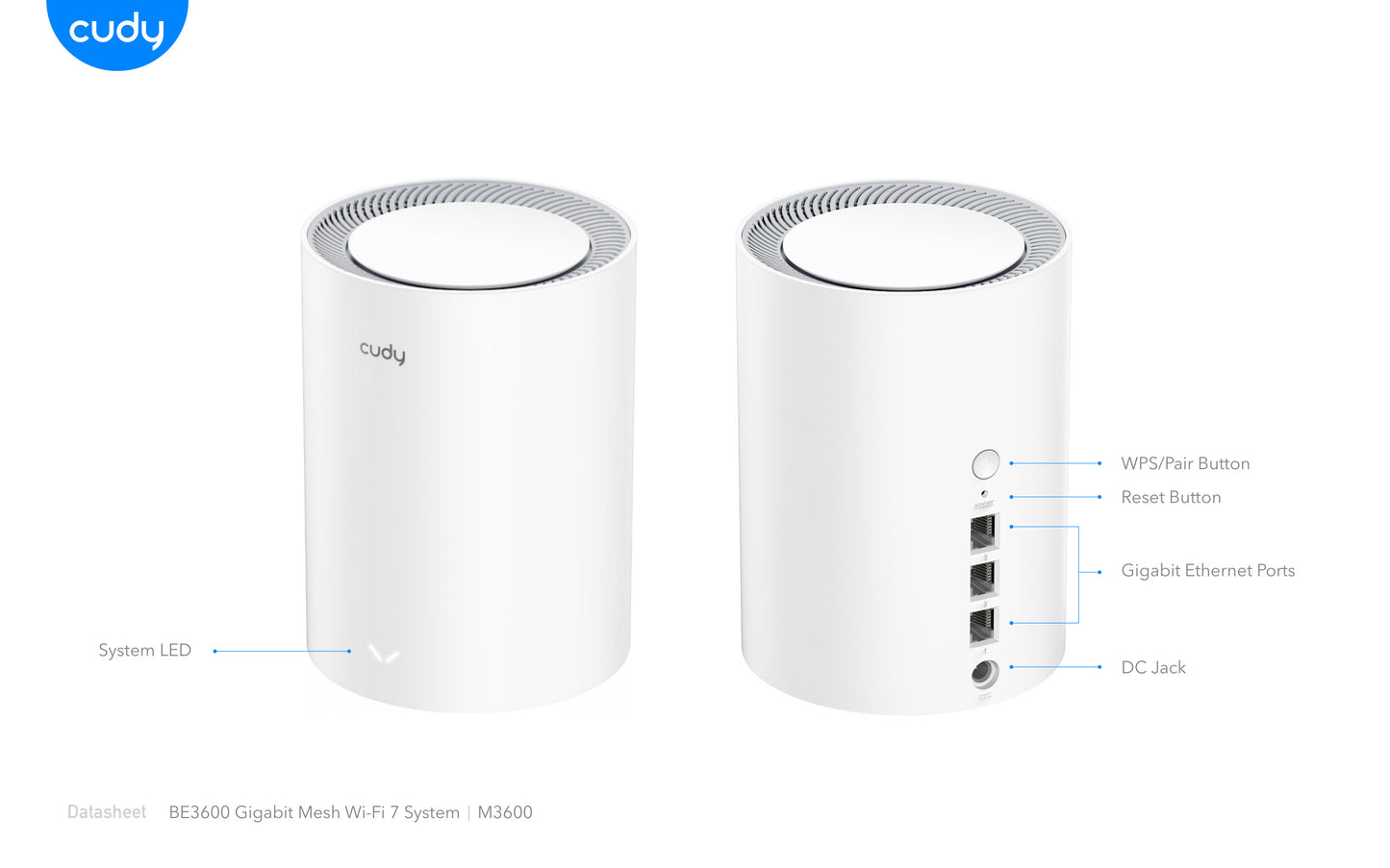 Cudy Dual Band WiFi 7 3600Mbps Gigabit Mesh Router (1-Pack)