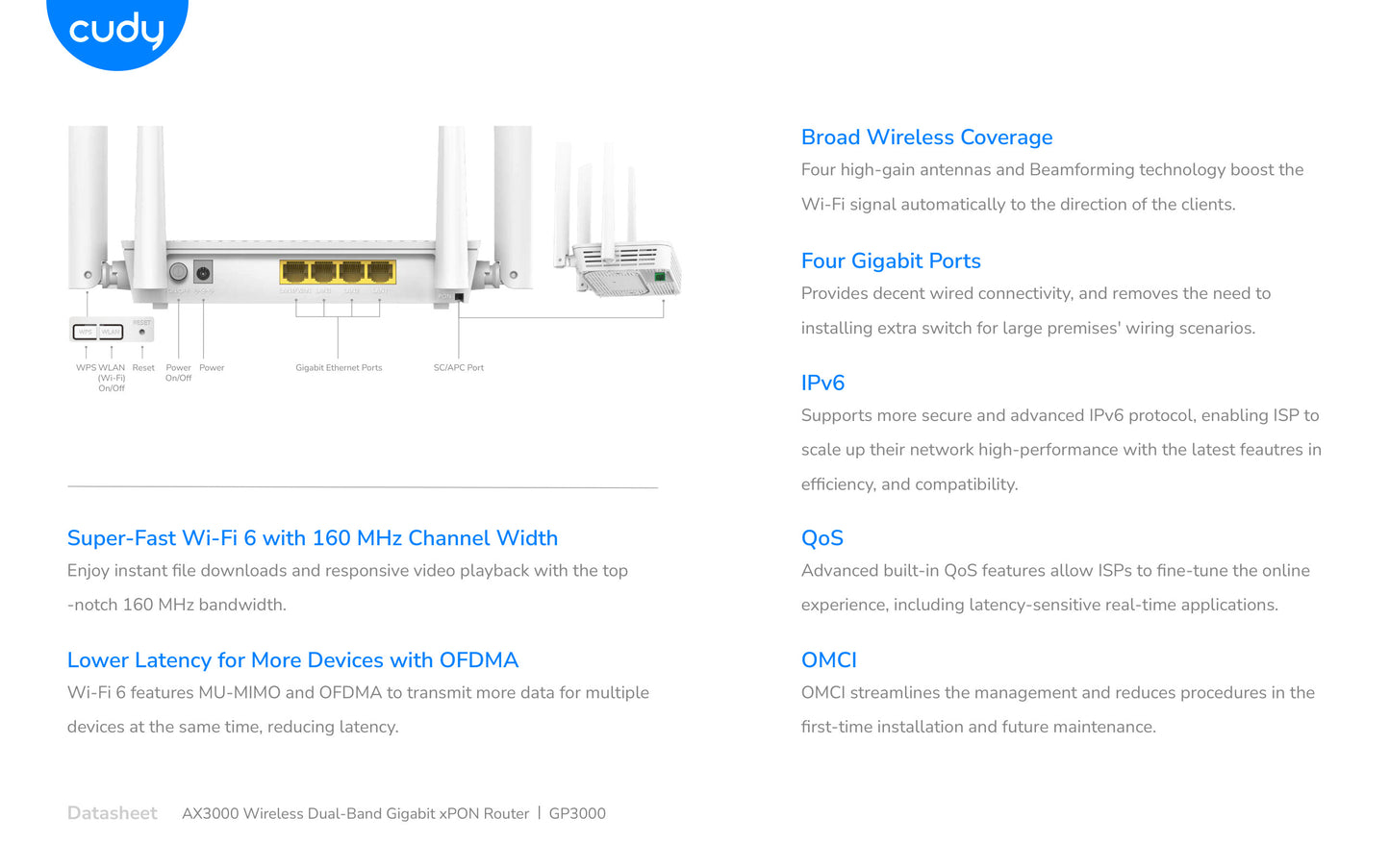 Cudy Dual Band WiFi 6 xPON Router