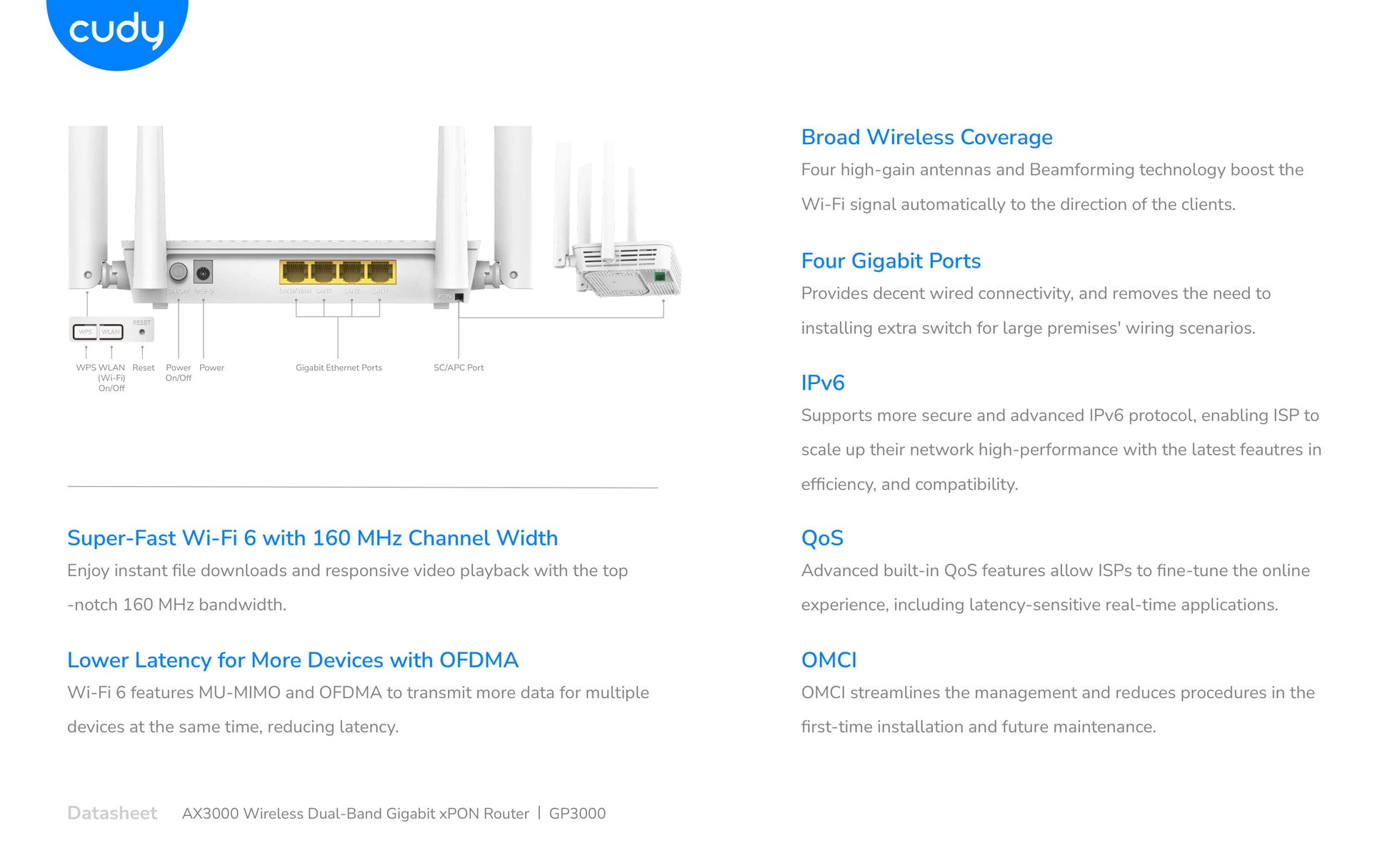 Cudy Dual Band WiFi 6 xPON Router
