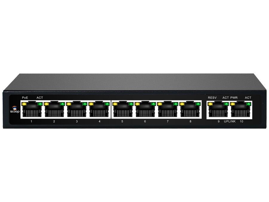 Scoop 10 Port Fast Ethernet 8 PoE 96W Switch