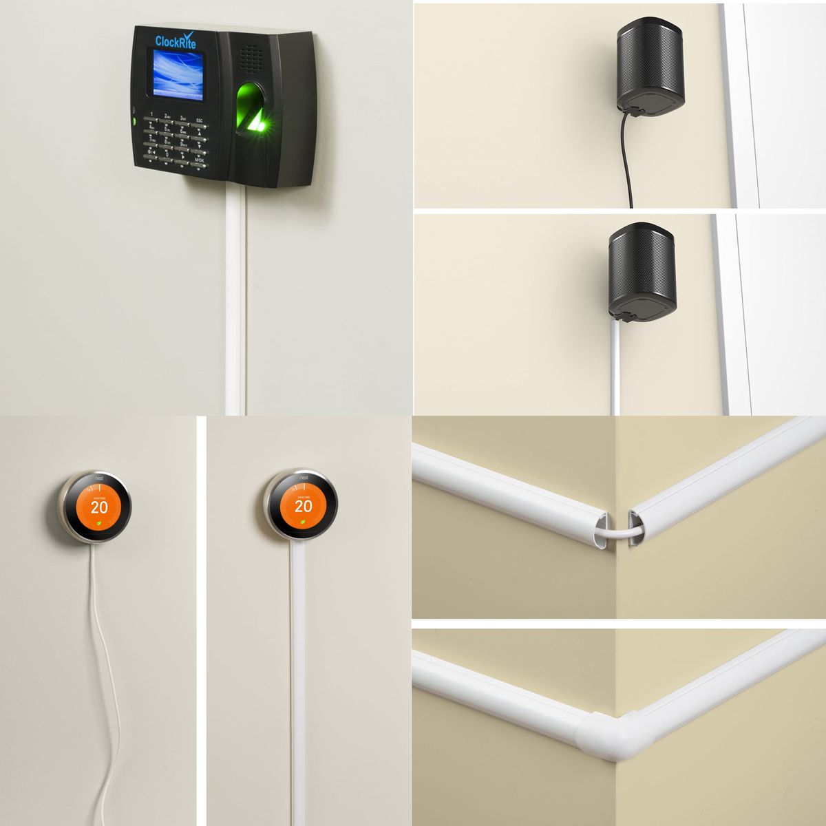 D-Line: 4 x 1m Half Round Cable Trunking Kit 20x10mm + Accessories: White