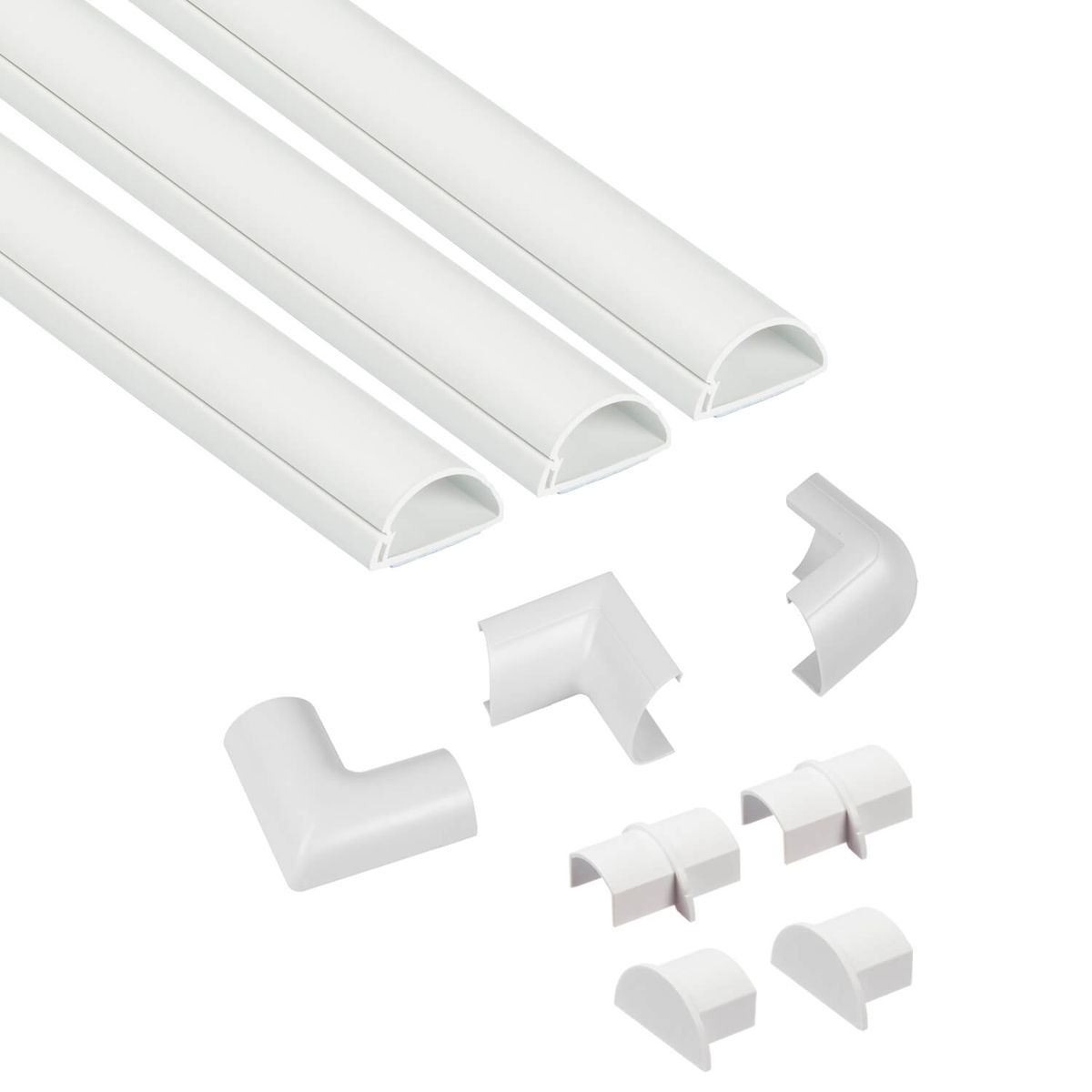 D-Line: Half Round Cable Trunking Kit 30x15mm 3 x 1.0m + Accessories: White