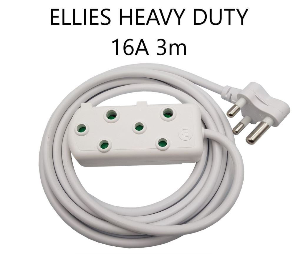 Ellies: 3m Heavy Duty Extension Electrical Lead / Cord / Cable 1.5mm, White