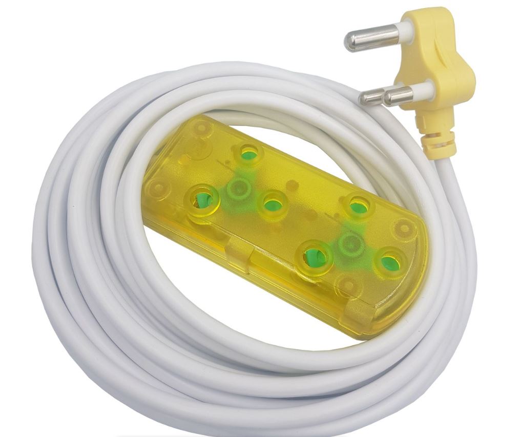 Ellies: 5m 10A Extension Electrical Lead / Cord /Cable Translucent yellow