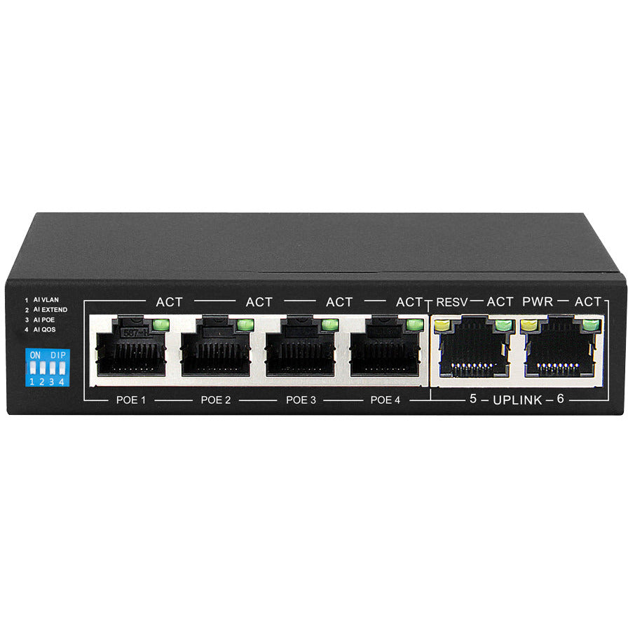Scoop 6 Port Fast Ethernet 4 AI PoE 60W Switch