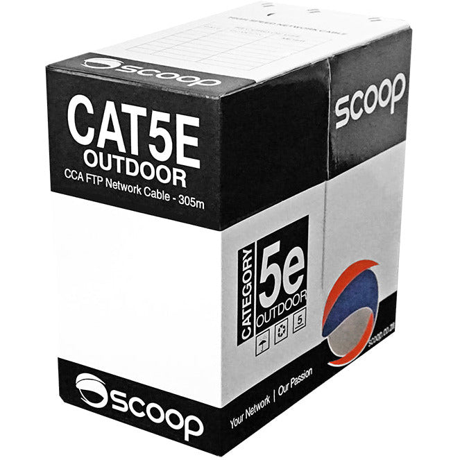 Scoop 305m Box Cat5e Outdoor FTP CCA Cable
