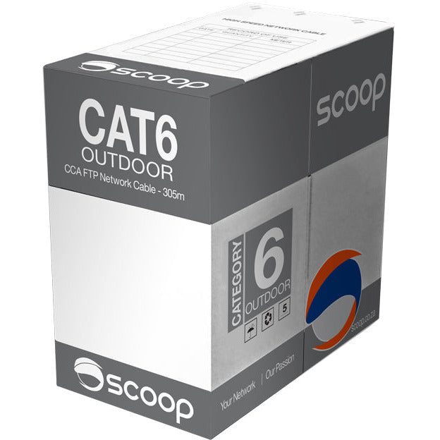 Scoop 305m Box CAT6 Outdoor FTP CCA Cable